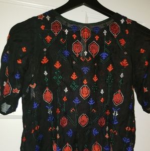 Lucky Brand Embroidered Sheer Top